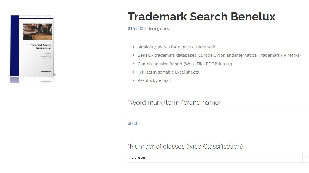 Trademark Search Benelux Order Form